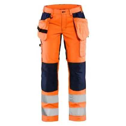 DAMES WERKBROEK STRETCH HIGH VIS  7163/1811/5389  ORANJE/ZWART  C44