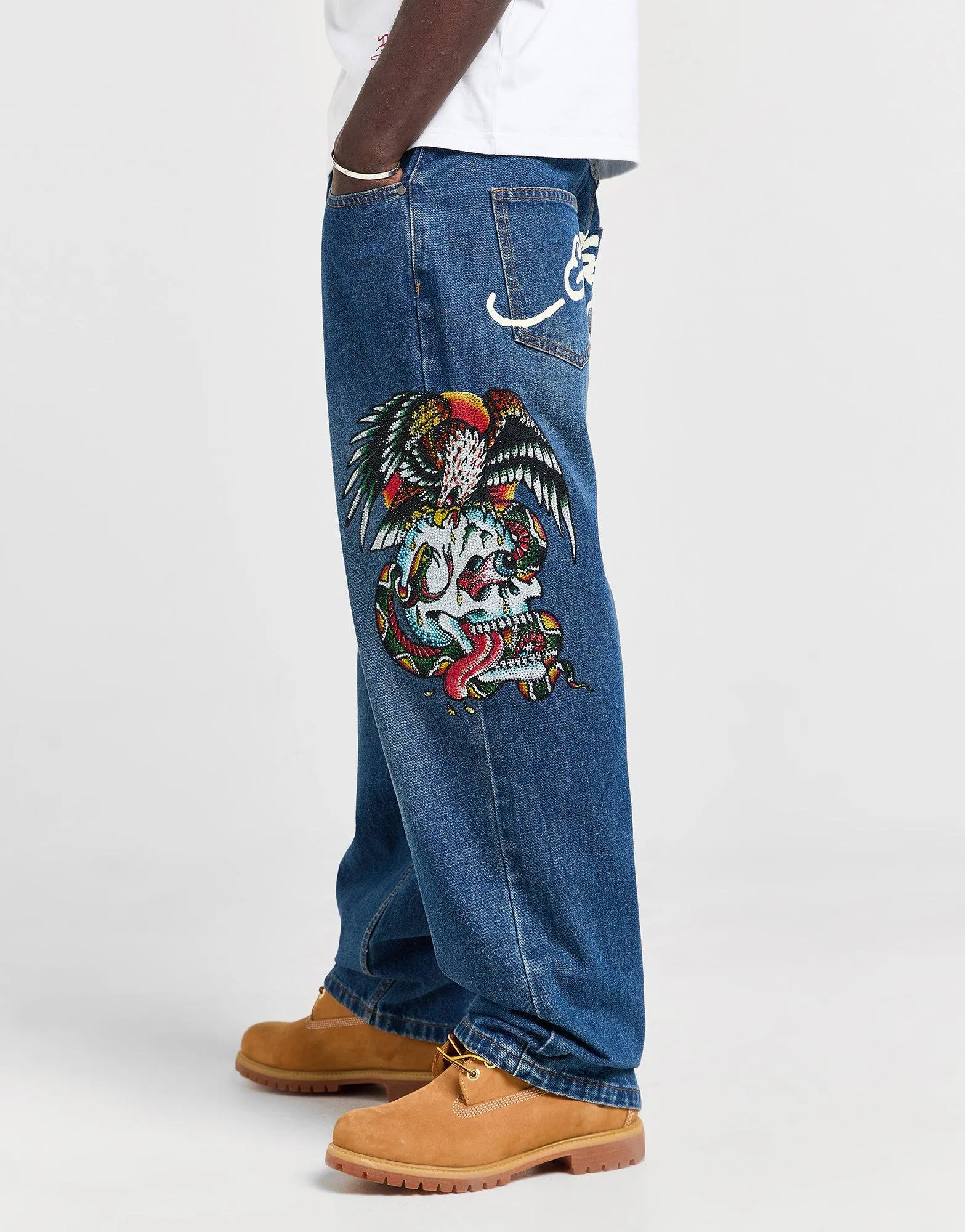Ed Hardy Skull Snake Eagle Diamante Jeans
