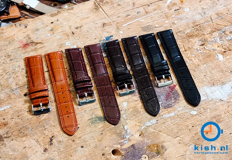 Horlogeband 20mm croco leer donkerbruin