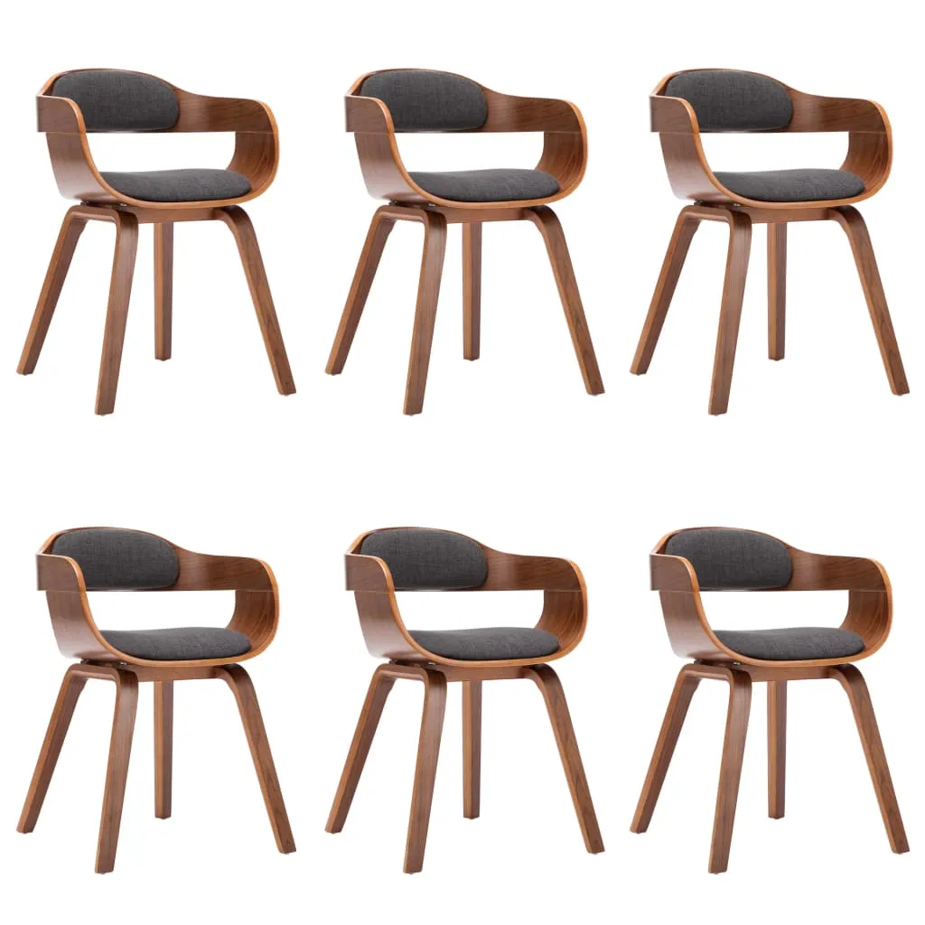 Medina Eetkamerstoelen 6 st stof en gebogen hout donkergrijs