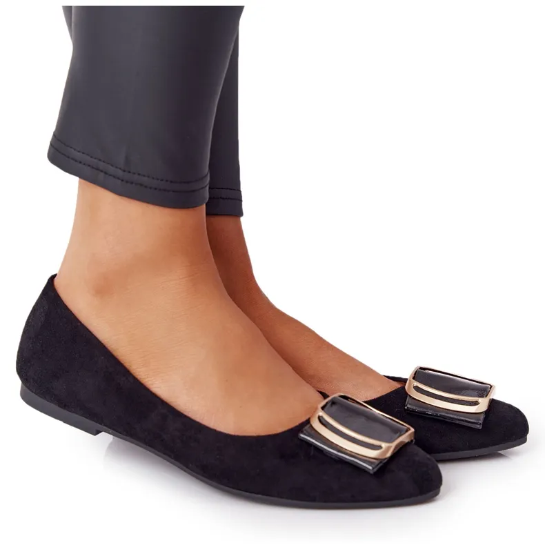 Suède Ballerina's Met Gesp Sergio Leone BL623 ​​Zwart