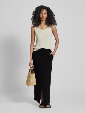 Vero Moda Midirok met loopsplit, model 'VERA' in zwart