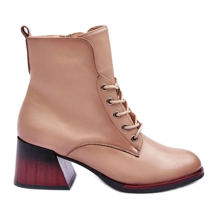 Vinceza Laarzen met hoge hak Beige Luloshe