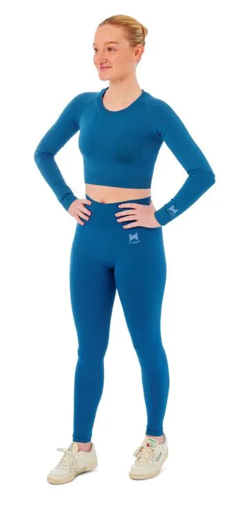 XTREME SPORTSWEAR DAMES SPORTSET  SPORTLEGGING + SPORT CROPTOP  BLAUW   